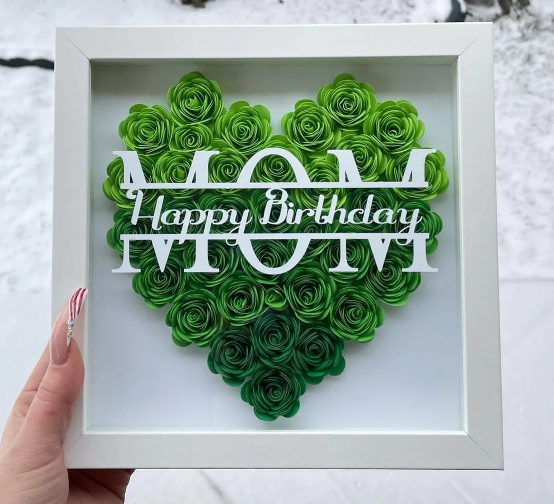 Custom Names Heart Rose Shadow Box