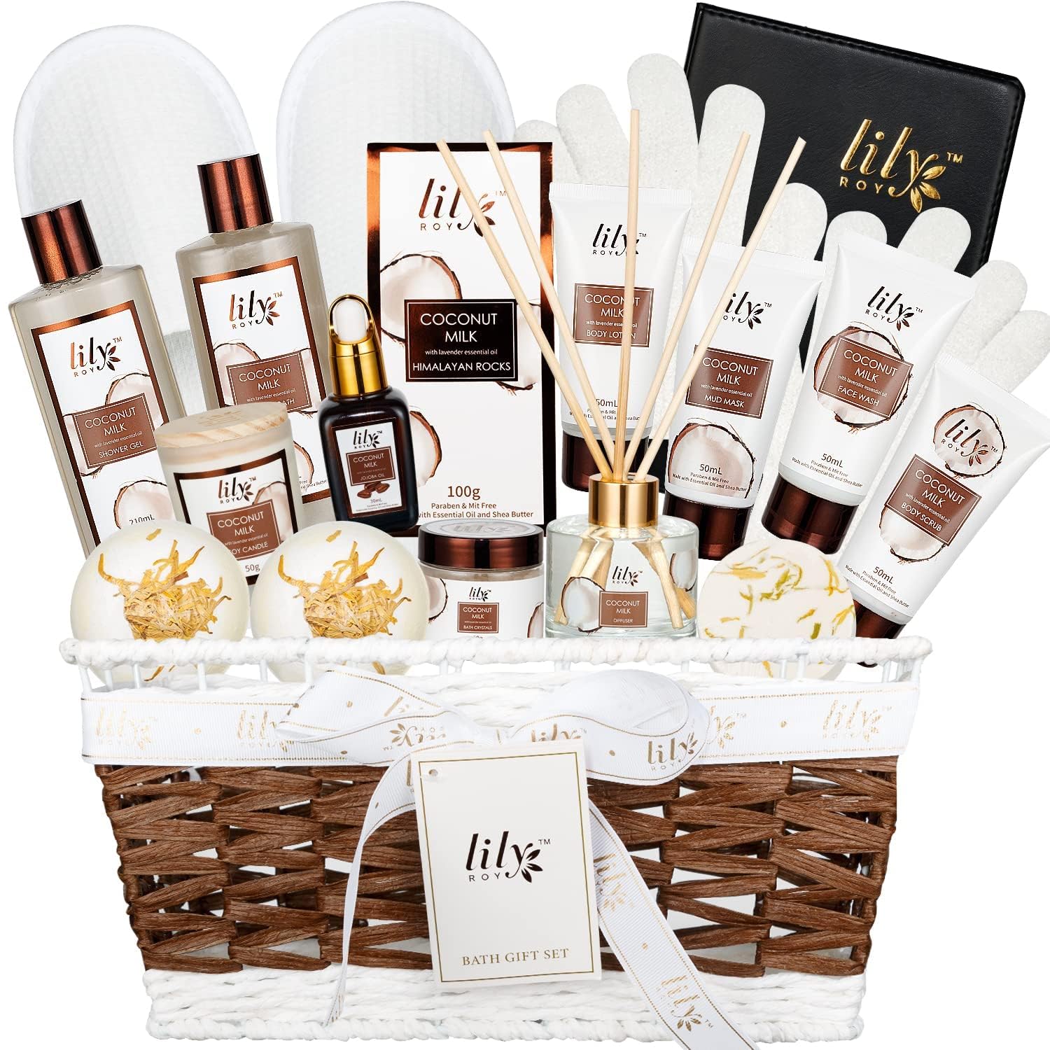 🛁 18-Piece Coconut Spa Gift Basket – Luxurious Bath & Body Set