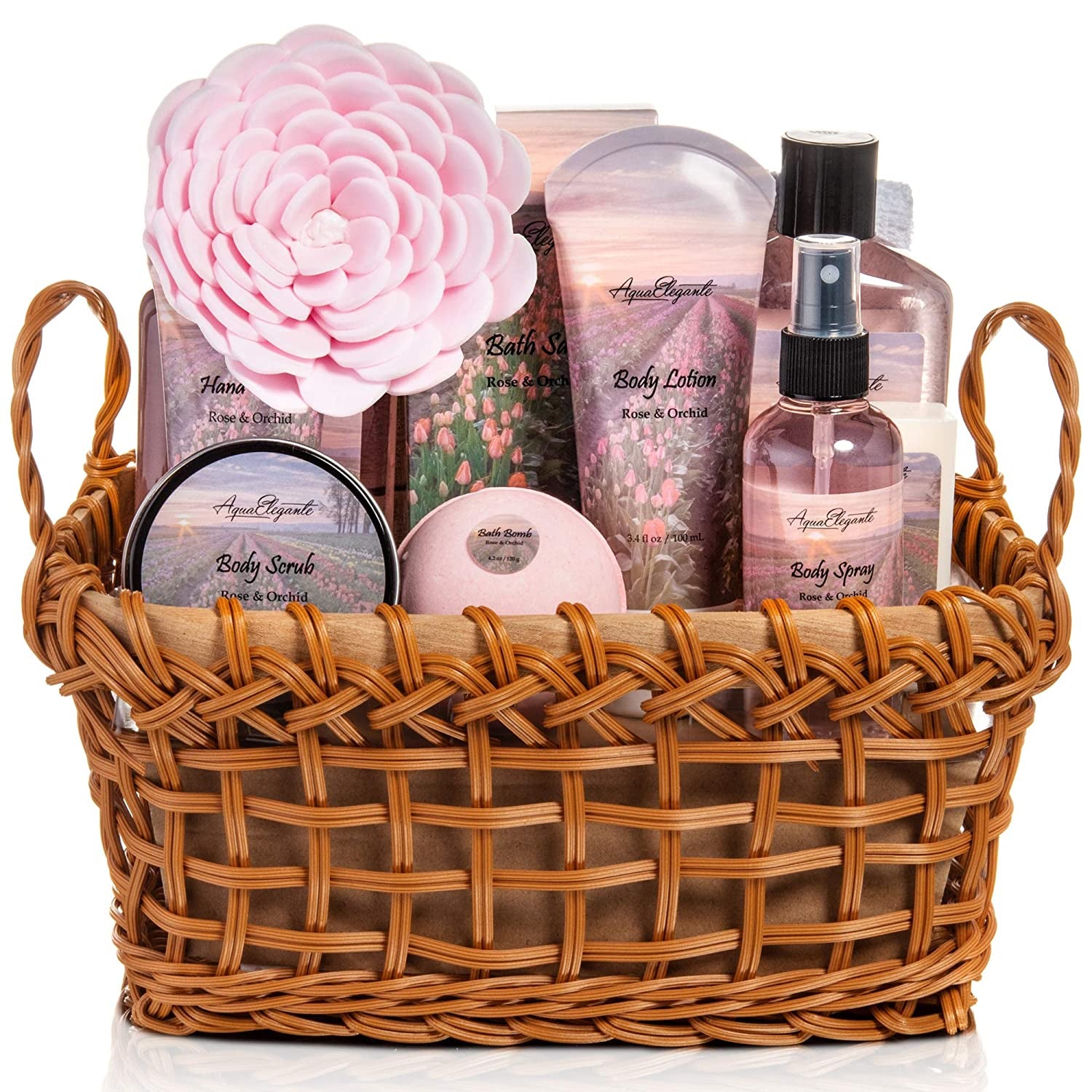 Luxury Spa Basket  with Rose Oil & Orchid 