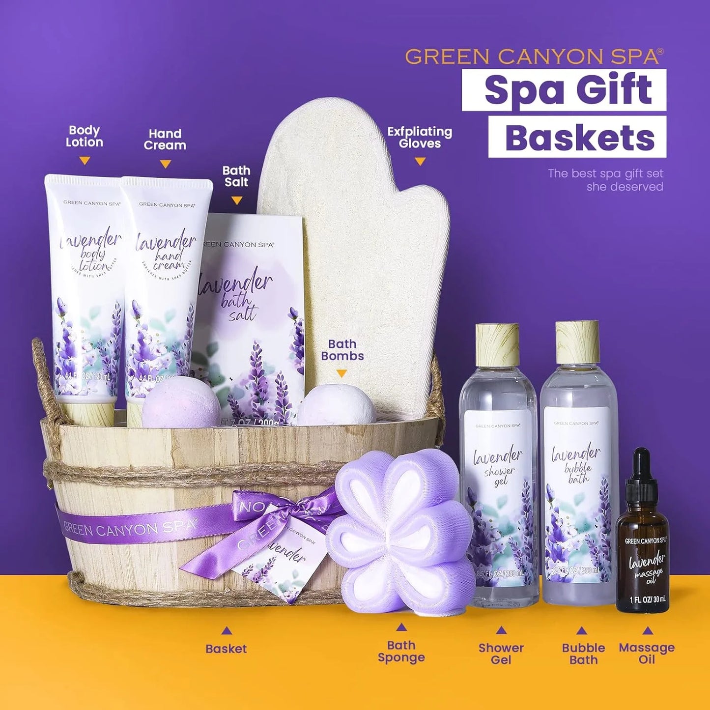 11Pcs Lavender Spa Baskets 