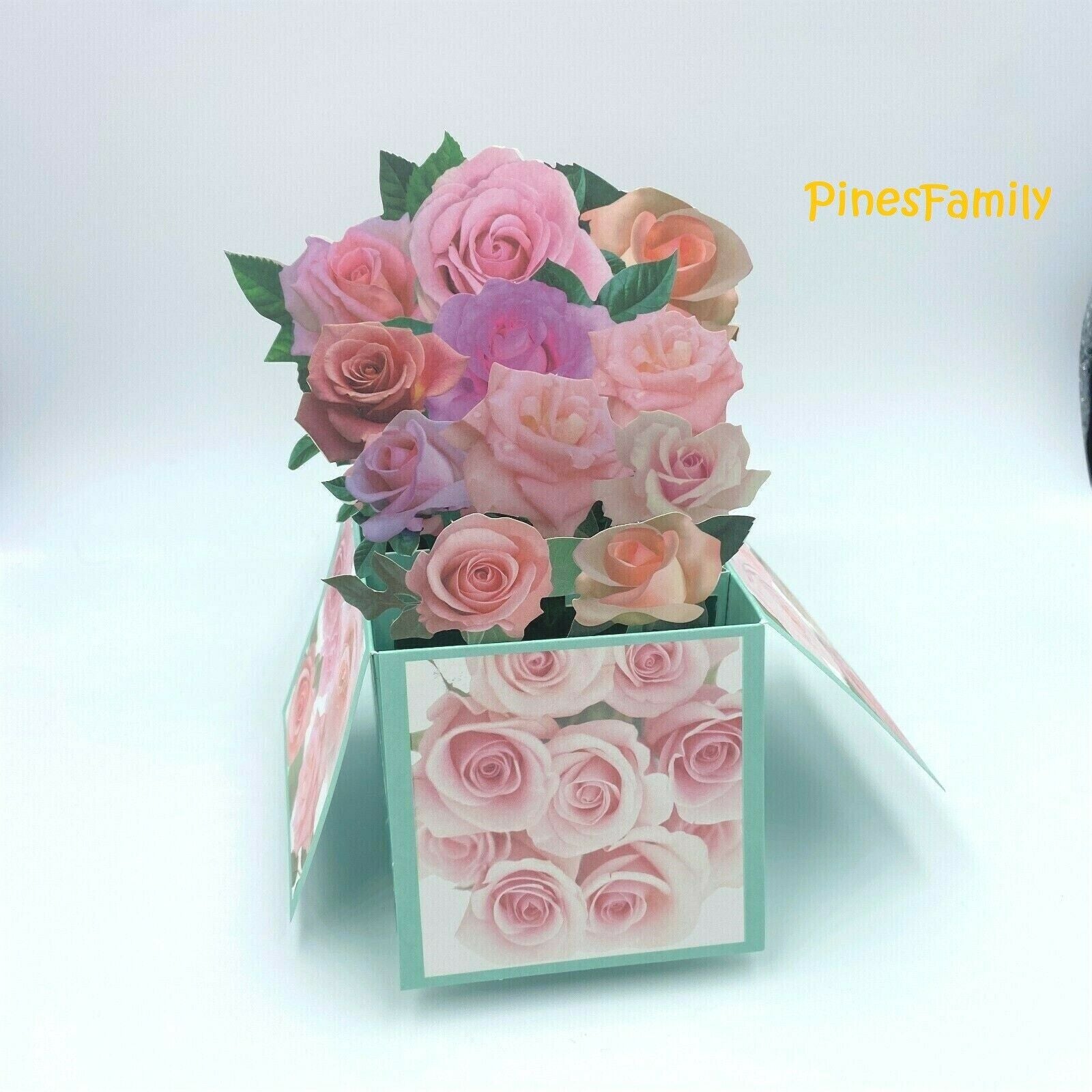 3D Pop up Flower Box Greeting Card 